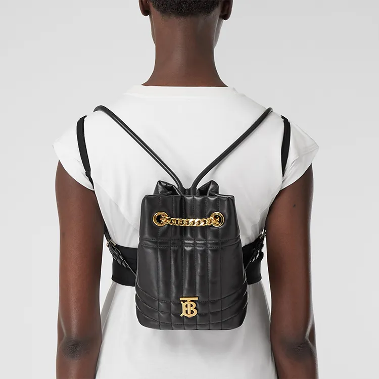 Burberry Lambskin Handbag Storage Bag Backpack Mini Women's Black-4