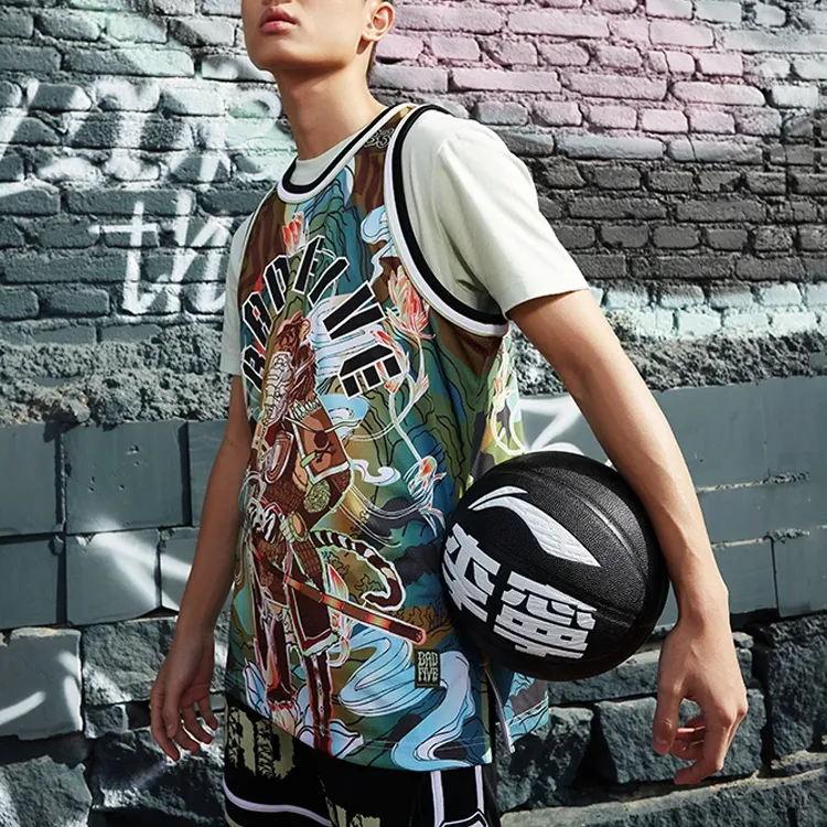 LINING Badfive Tank Tops Men Black Tiger Mountain All Over Print-4