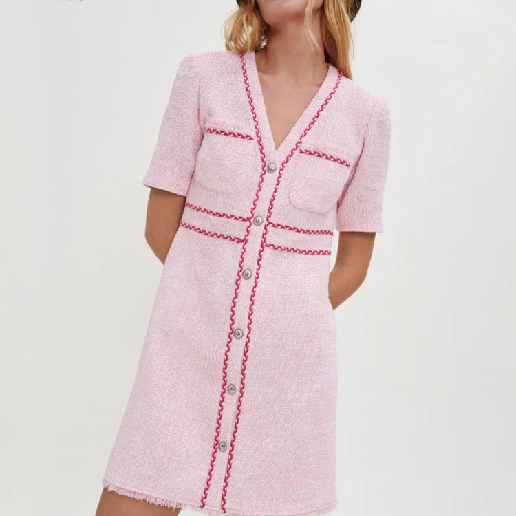 Maje Short Sleeved Dresses Women's Pink-3
