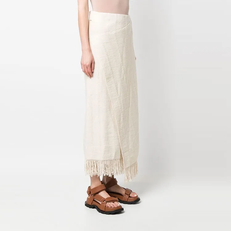 JIL SANDER Wrapped Fringed Maxi Skirt-3