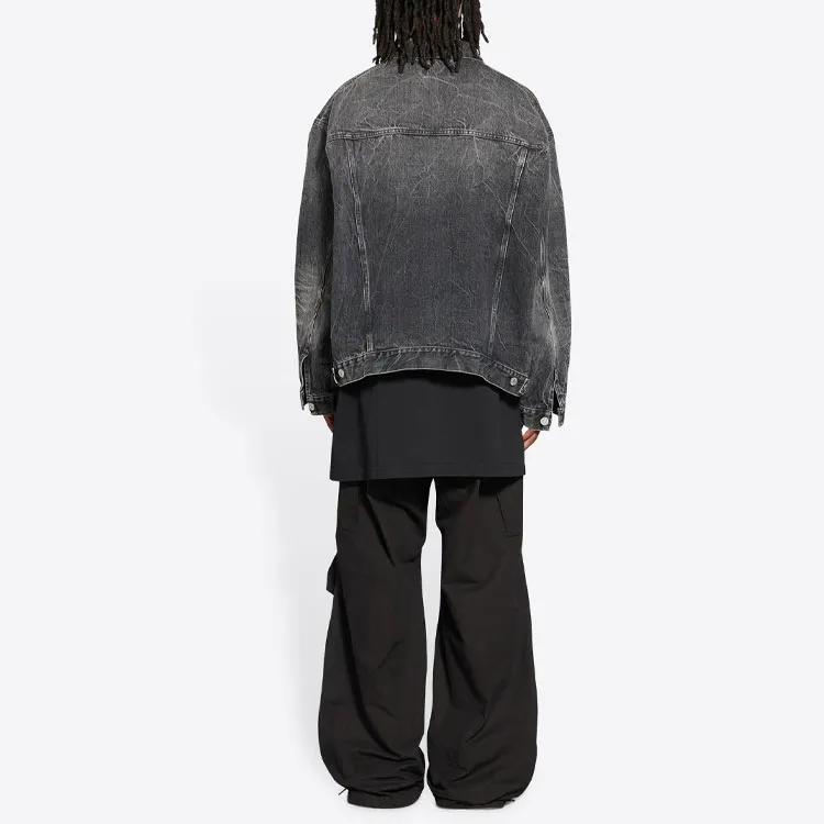 Balenciaga 520 SS22 Denim Jacket Unisex Black Gray-2
