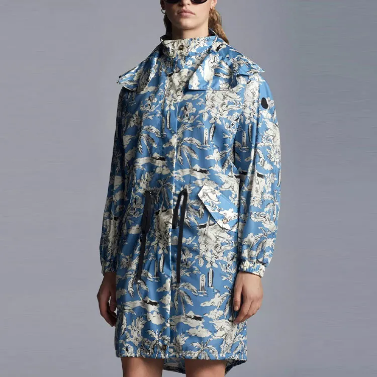 Moncler Trench Coats Women's Blue-3