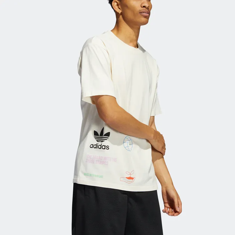 Adidas Originals NATURE MULTI T Shirt International Version Men's White-1