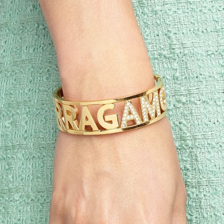 Ferragamo Rhinestone-embellished Cuff Bracelet-1