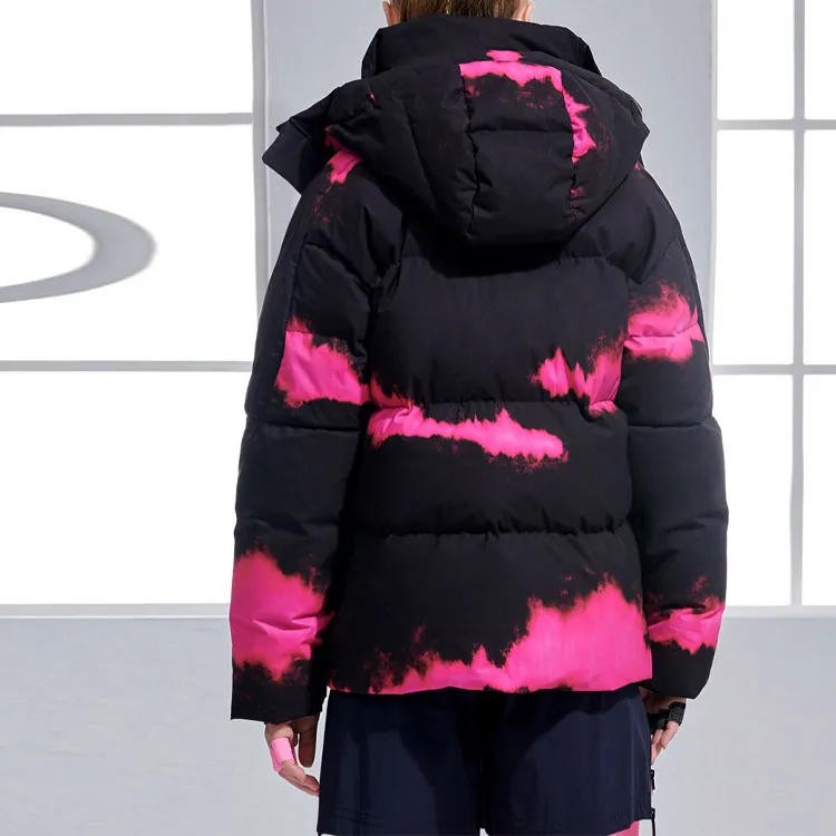 FILA Down Jackets Women's Pitch Black With Rose Red Print-4