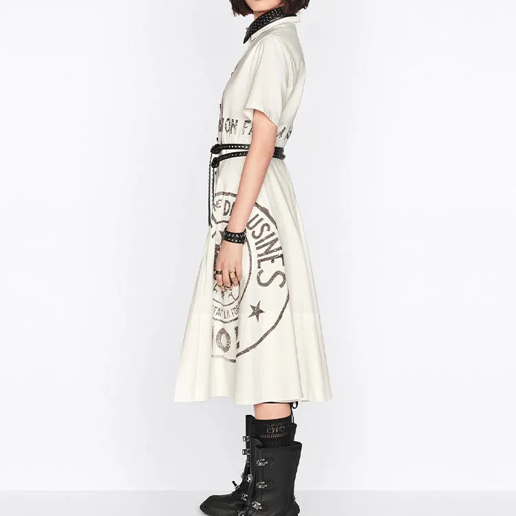 DIOR Short Sleeved Dress Women's White-4