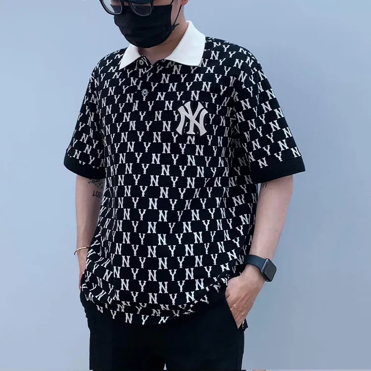 MLB Base Logo Polo Shirts Men Black-6