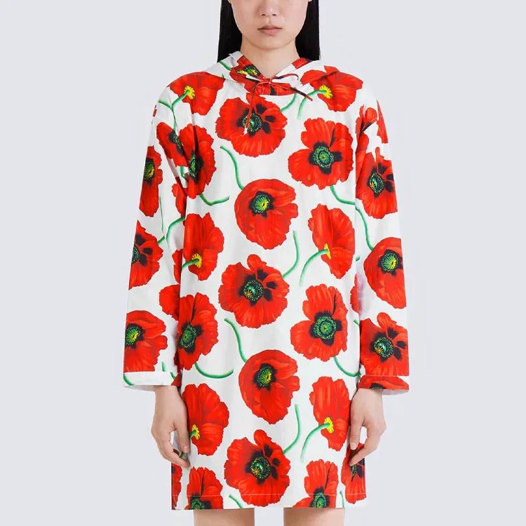 KENZO Poppy Hooded Sweatshirt Dress-4