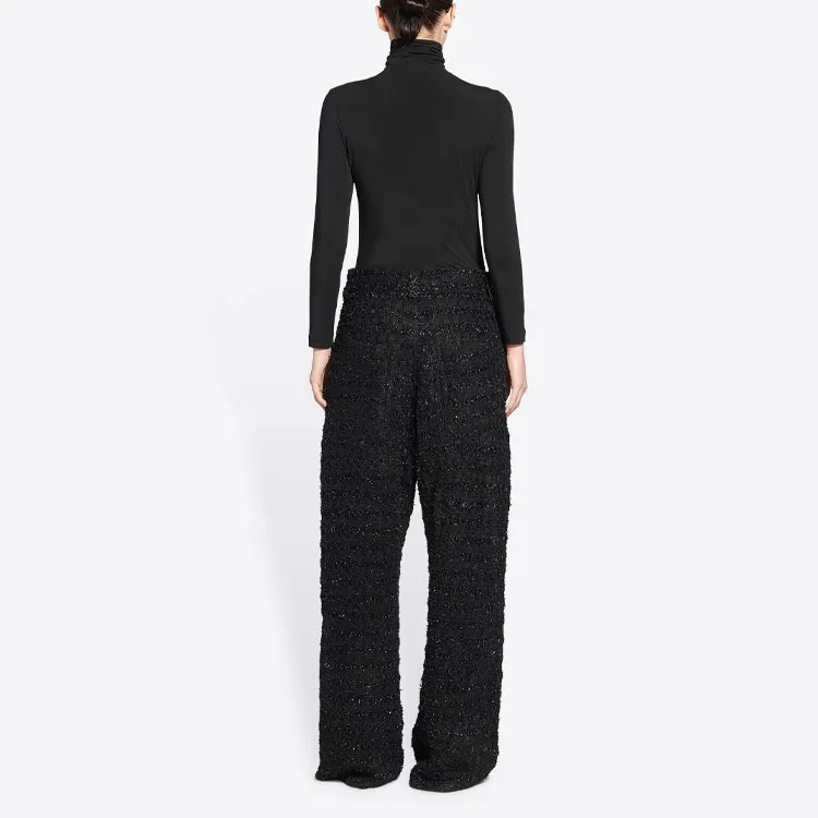 Balenciaga Lamé Effect Tweed Trousers 'Black'-3