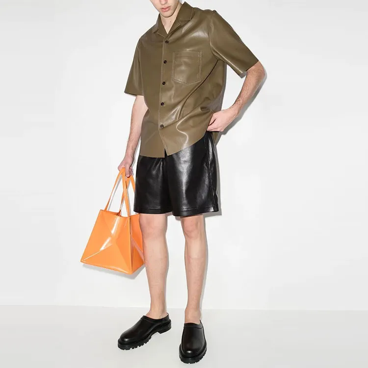NANUSHKA Short-sleeved Faux Leather Shirt-1