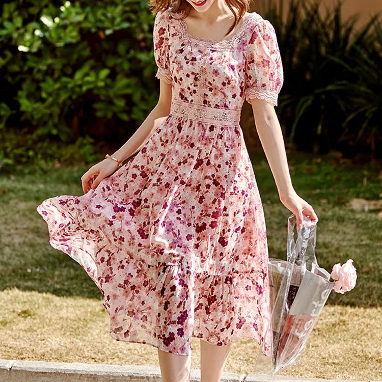 Olrain Short Sleeved Dresses Women's Pink-3