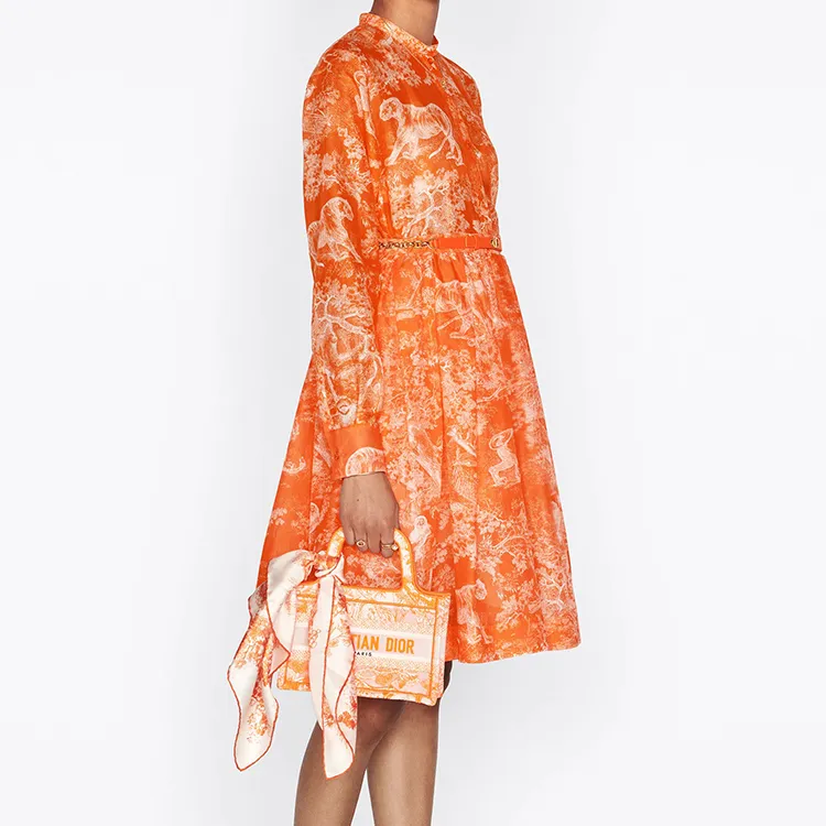 DIOR BookTote Transparent Effect Canvas Shoulder Bag Crossbody Bag Handbag Mini Women's Fluorescent Orange-5