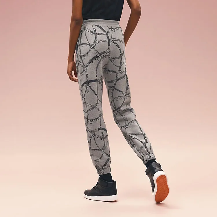 HERMES Knitted Sweatpants Women's Gray-2