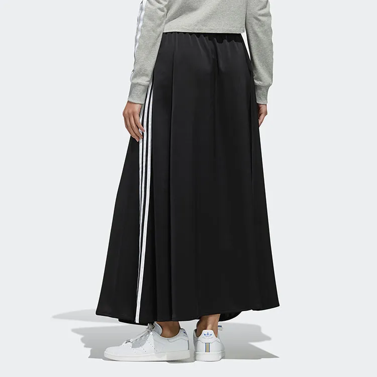 adidas originals Women's Satin Long Skirt Black-4