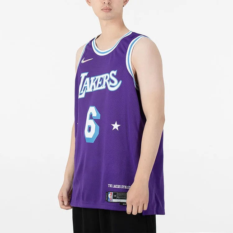 Nike Nba Los Angeles Lakers City Edition Lebron James 6 Dri FIT Swingman Jersey-4