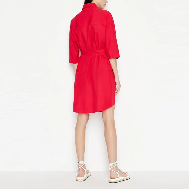 ARMANI EXCHANGEAE Short Sleeved Dress Women's Red-3