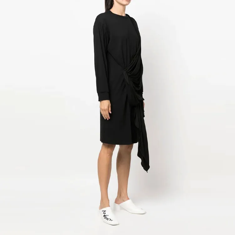 MM6 Maison Margiela Crewneck Draped Jumper Mini Dress-3