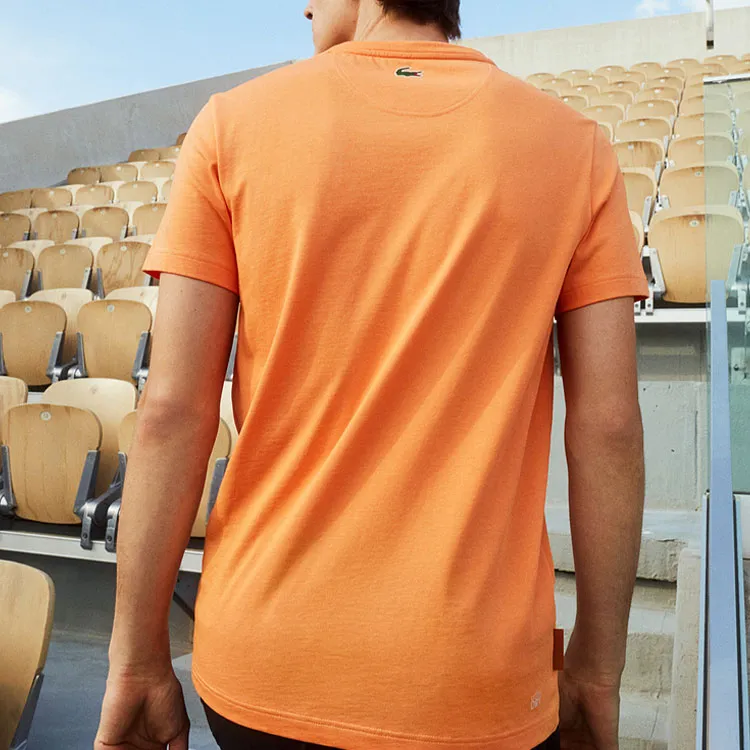 LACOSTE SS22 Crew Neck Fitted Straight Short Sleeved T Shirt Men's Orange-2