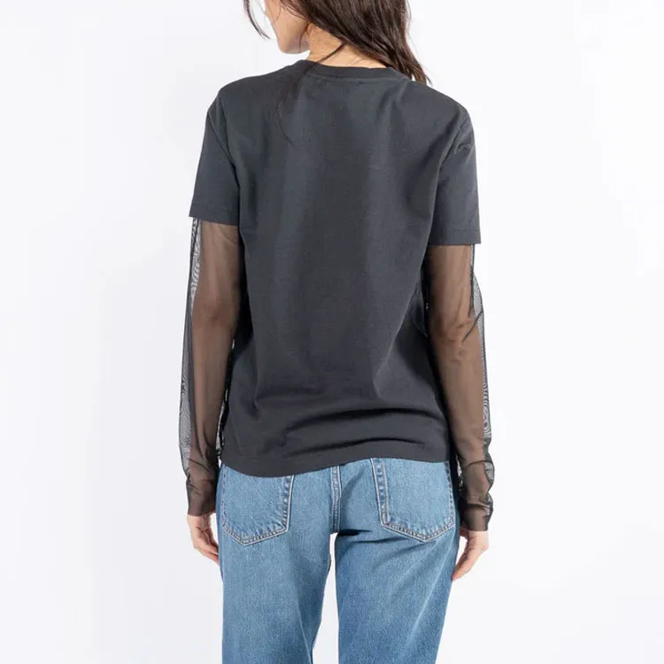 Acne Studios Drop Shoulder Sleeve T Shirt Women's Black Pink-3