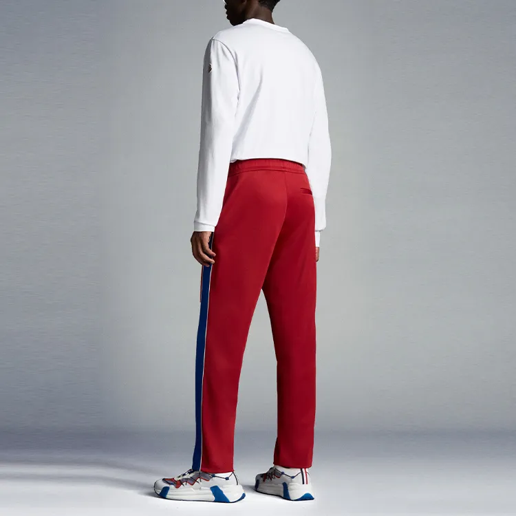 Moncler Knitted Sweatpants Men Fiery Red Mist-1
