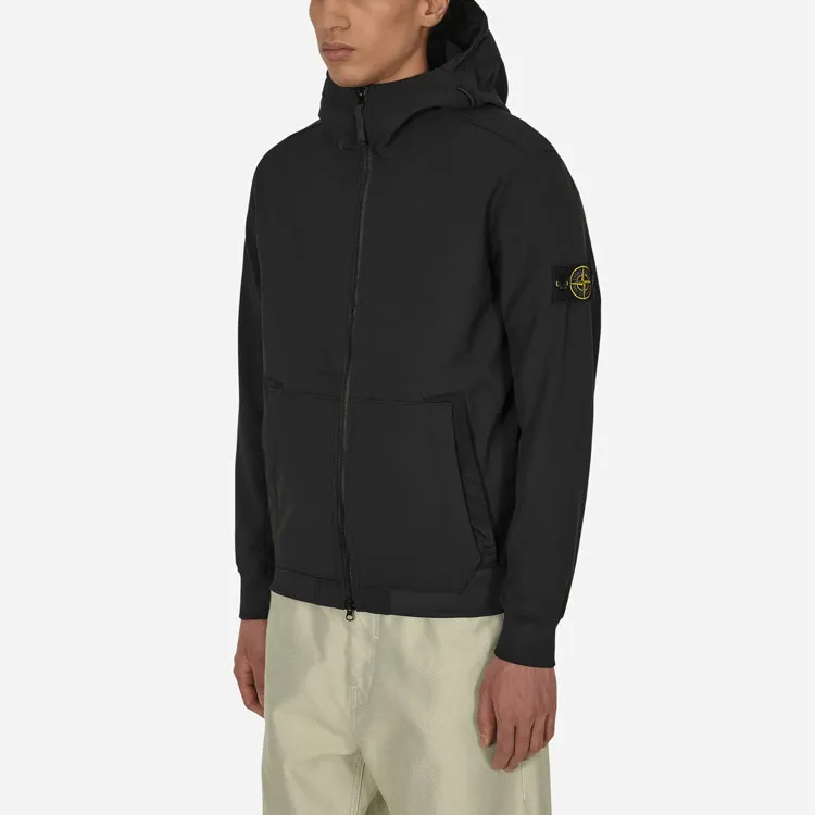 STONE ISLAND Logo Patch Hooded Zipped Jacket-5