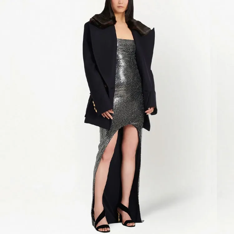 BALMAIN Sequin Spaghetti Strap Dress-3