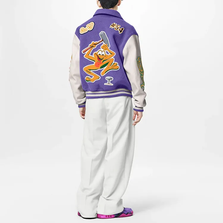 LOUIS VUITTON Multi Patches Mixed Leather Varsity Blouson-1