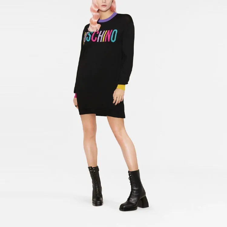 MOSCHINO Long Sleeved Dresses Women's Black-4