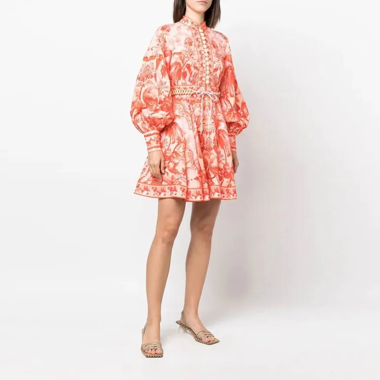 Zimmermann FW22 Long Sleeved Dress Women's Red-4