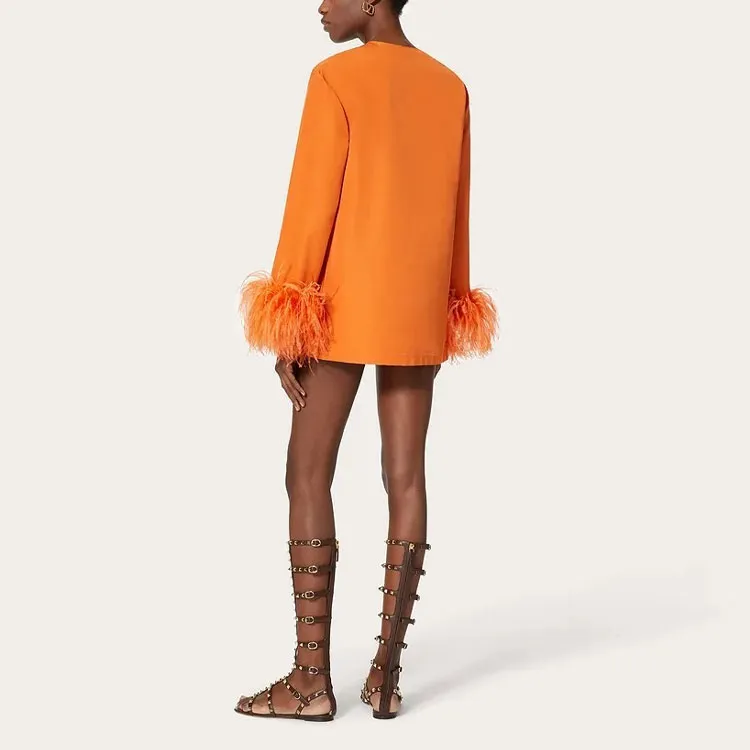 Valentino Long-Sleeved Dresses Women's Orange-3