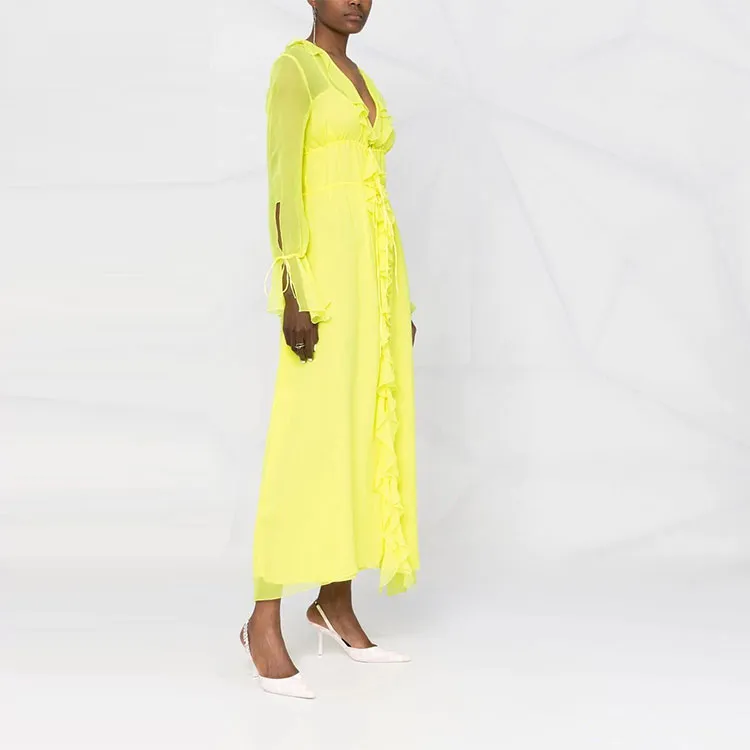 Blumarine Long-Sleeved Dresses Women's Lemon Yellow-1