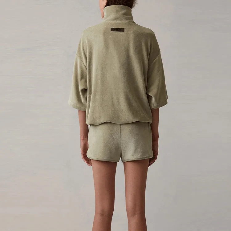 Fear Of God Essentials Logo Patch Velour Shorts-4