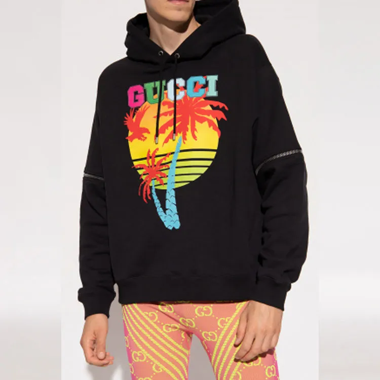 GUCCI Removable sleeve GUCCI Sunset print Hoodie-1