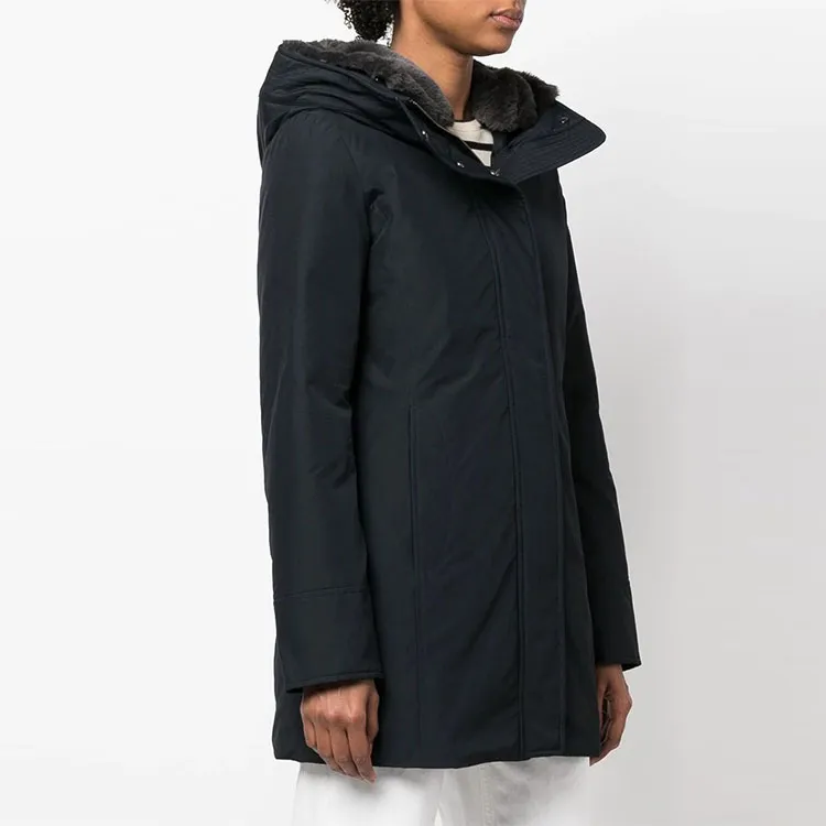 WOOLRICH Logo Patch Zip Up Padded Coat-2