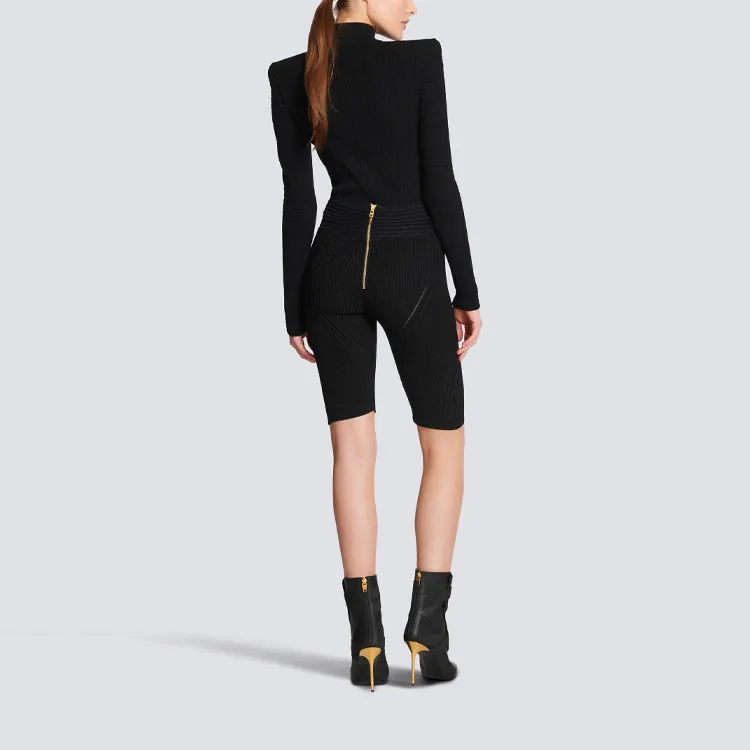 BALMAIN High Waist Stretched Shorts-2