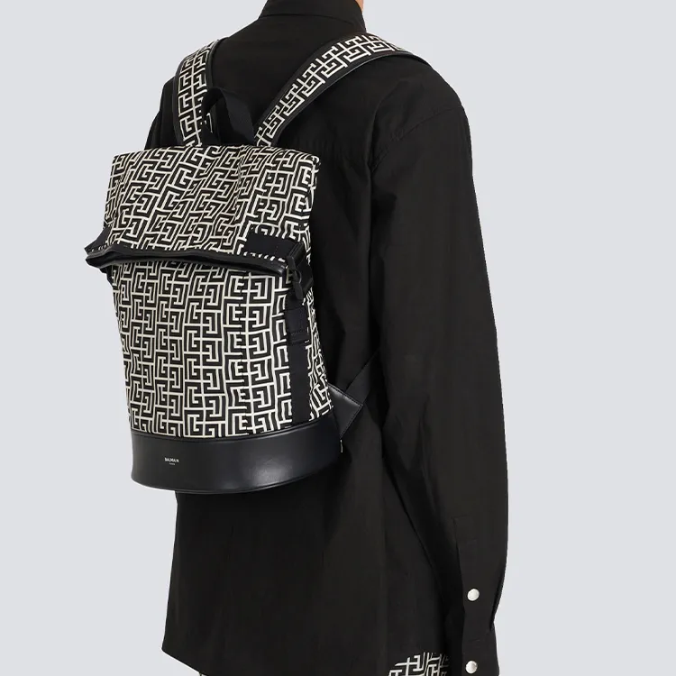 BALMAIN Leather Backpack Men's Black-3