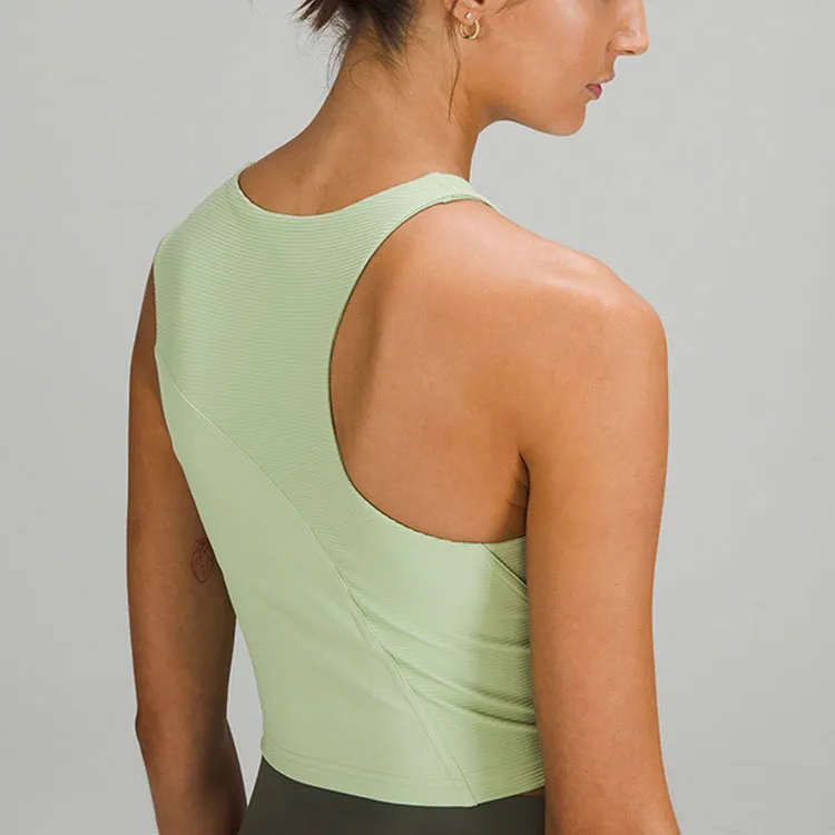Lululemon Ribbed Asymmetrical Yoga Tank Tops Women's Green-3