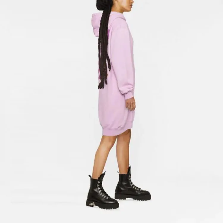 OFF WHITE Logo print Hooded Dress-4