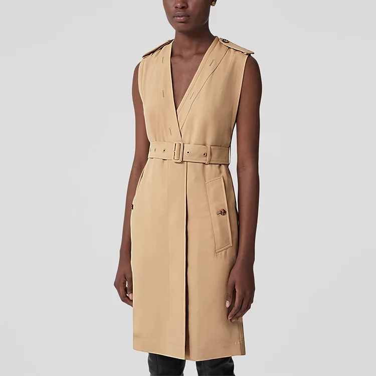 Burberry Sleeveless Dress Women's Soft Yellow Umber-5
