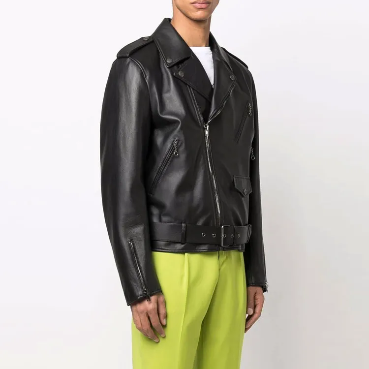 MOSCHINO Leather Jackets Men Black-4