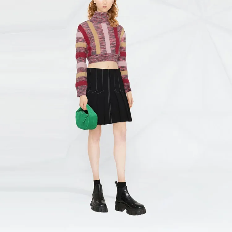 DSQUARED 2 Striped Cropped Turtle Neck Jumper-1
