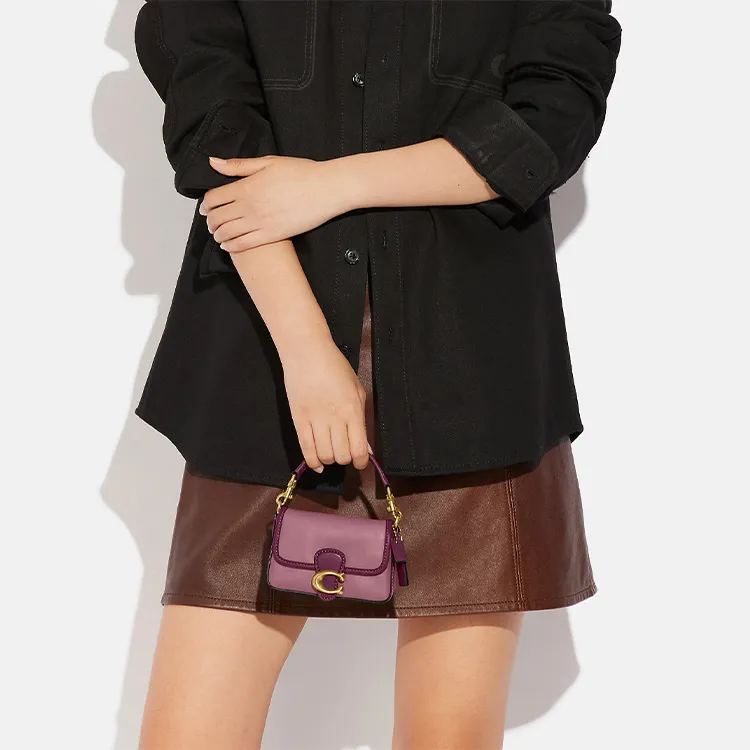 COACH Tabby Smooth Leather Shoulder Bag Crossbody Bag Handbag Mini Women's Purple-5