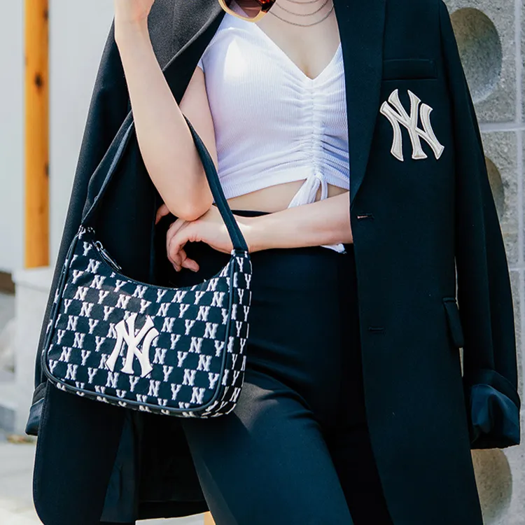 MLB Monogram Collection Polyester Shoulder Bag Mahjong Handbags Regular Unisex Marine Blue-10