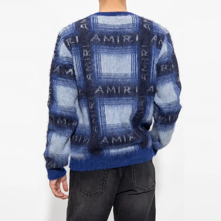 AMIRI Brushed Mohair Plaid Crew-3