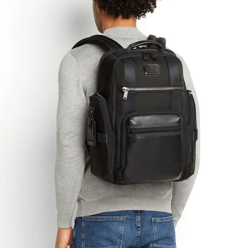 TUMI Alpha Bravo Cow Leather Laptop Backpack Regular Men's Black-4
