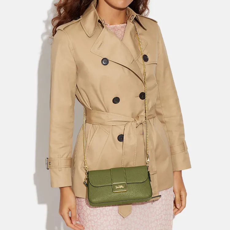 COACH Grace Cow Leather Shoulder Bag, Portable Crossbody Bag Women's Olive Green-3