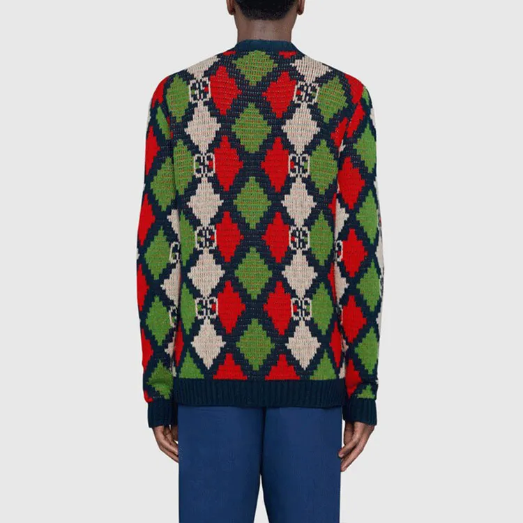 GUCCI Gg Rhombus Knitted Cardigan-1