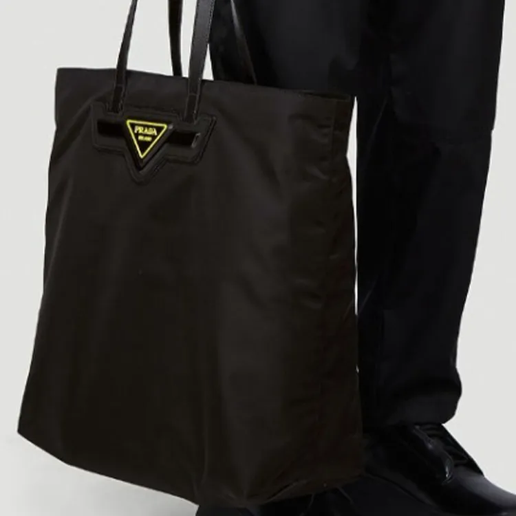 PRADA Nylon Tote Bag Shopping Bag Shoulder Bag Handbag Men's Black-5