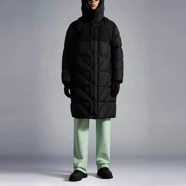 Moncler FW22 Hooded Loose Fit Moderate Mid Length Down Jacket Men's Black-1
