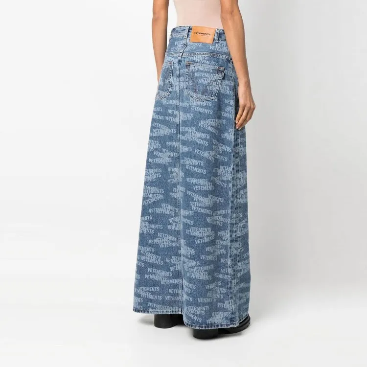 Vetements Denim Long Skirts Women's Blue-2